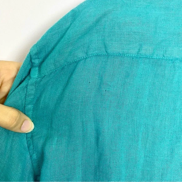 Robert Graham 100% Linen Embroidered Flip Cuff Blue Men's Button-Up Shirt Sz XL - Picture 13 of 16